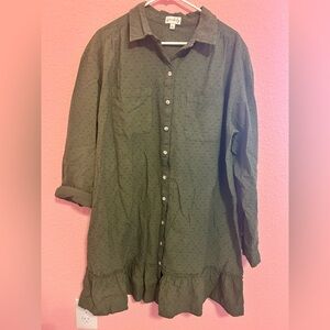 Olive Green Button-Up Dress